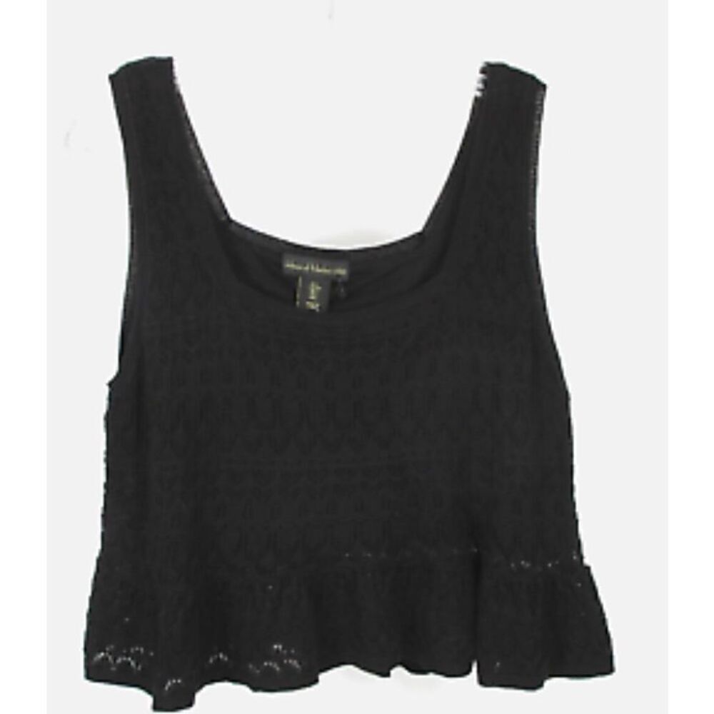 House of Harlow 1960 Black Lace Peplum Tank Top Women's XS
